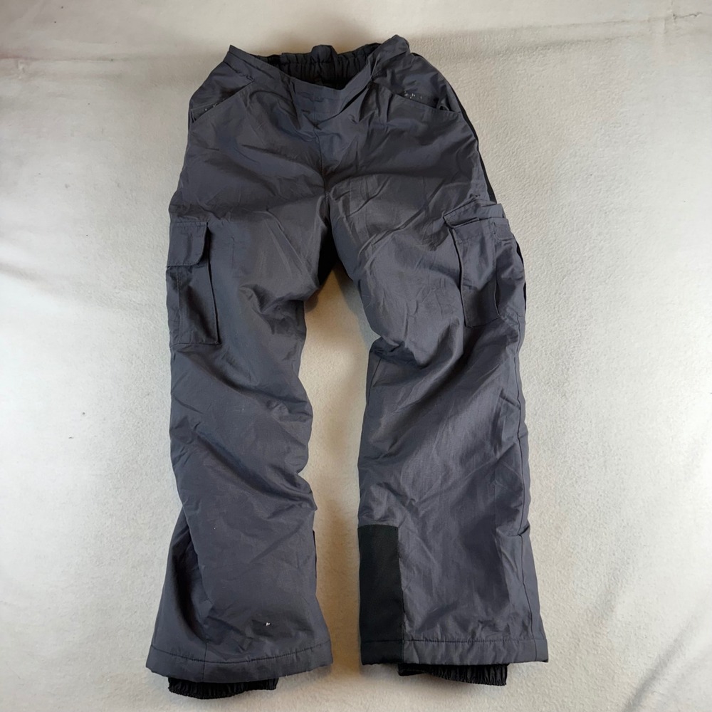 Columbia Kids Gray Black Insulated Cargo Snow Pants Size XL 14/16 RN 69724